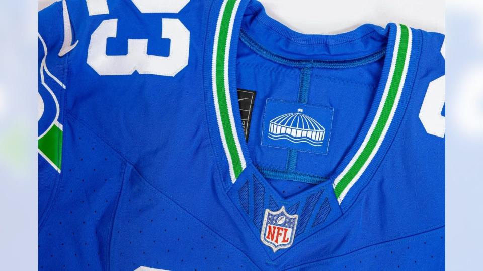 Seahawks throwback jersey.