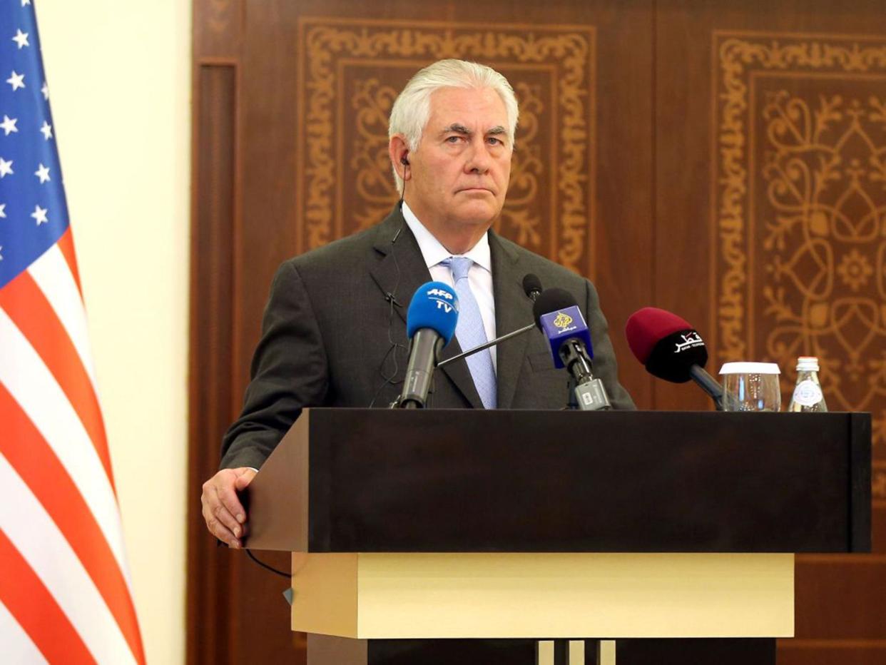 US Secretary of State Rex Tillerson listens to questions by journalists during a press conference in Doha,: AFP/Getty Images