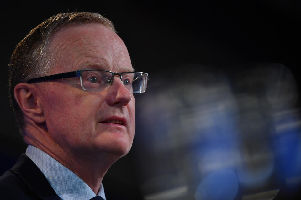 A close-up of Reserve Bank of Australia governor Philip Lowe. (Source: Getty)