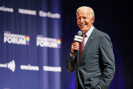 Democratic presidential candidate and former Vice President Joe Biden speaks at the One Iowa and GLAAD LGBTQ Presidential Forum in Cedar Rapids, Iowa