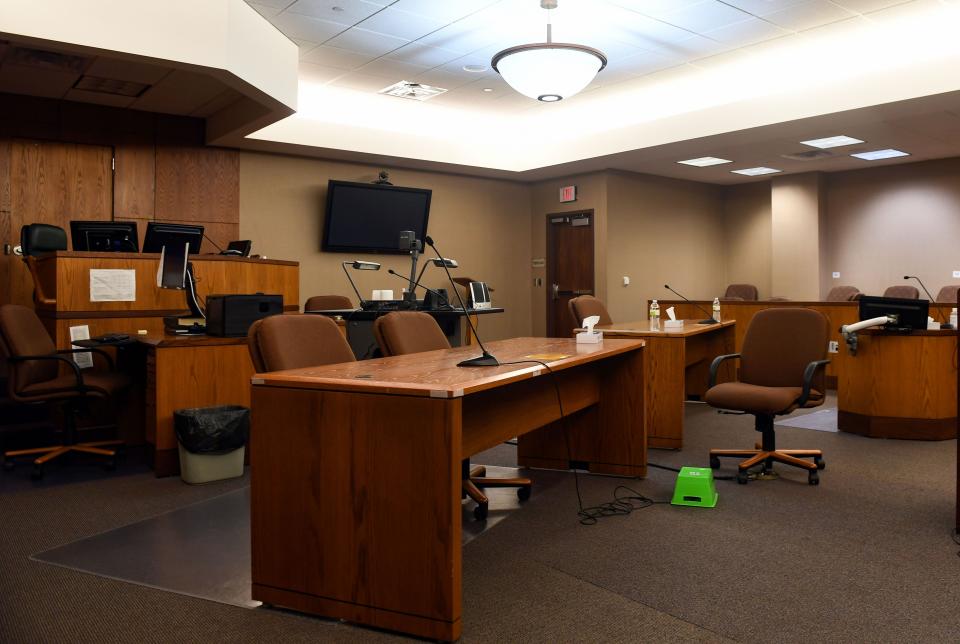 Courtroom 5B is set up for jury selection with pandemic safety precautions on Wednesday, June 17, at the Minnehaha County Courthouse in Sioux Falls. Syndication for USA TODAY.