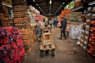 People work at the Mercado Central in Buenos Aires