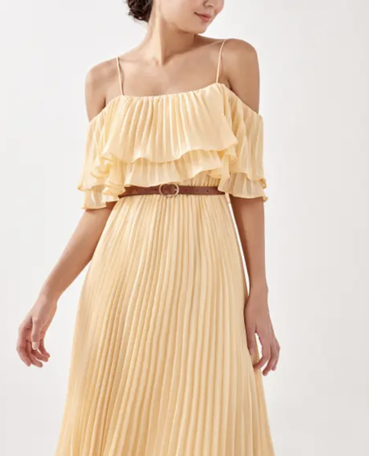 PHOTO: Love, Bonito. Sybell Pleated Overlay Midi Dress