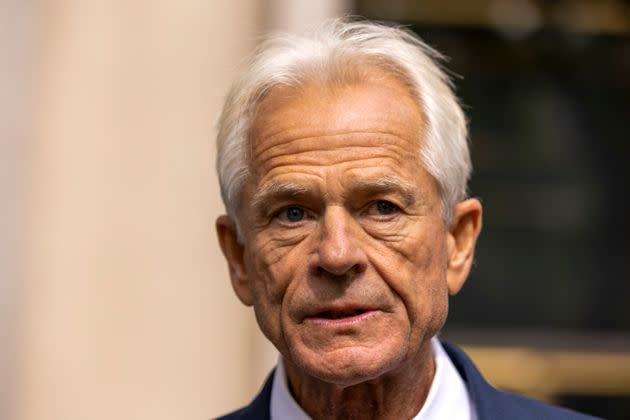 Peter Navarro talks to reporters following his hearing in federal court in Washington, D.C., after he was indicted on two federal criminal counts of contempt of Congress for refusing to cooperate with the House panel investigating the attack on the U.S. Capitol on Jan. 6, 2021. (Photo: Tasos Katopodis via Getty Images)