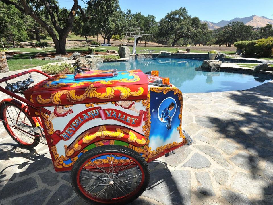 Pictured is a vintage ice-cream bike gifted to Jackson by Elizabeth Taylor; the singer hosted the actress’s seventh wedding at Neverland in 1991 (Rex Features)