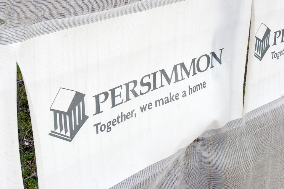 Persimmon branding on a building site in Hertfordshire. (Photo by: Newscast/Universal Images Group via Getty Images)