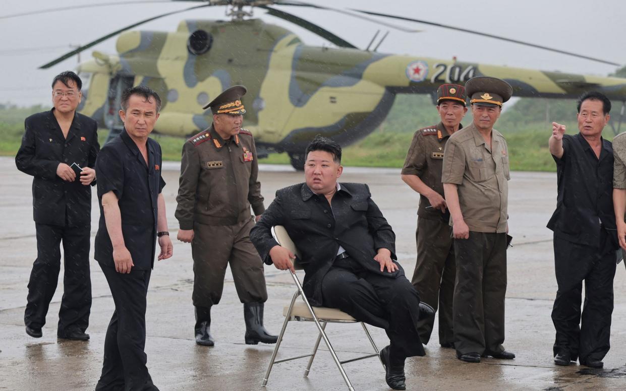 Kim Jon-un inspected the situation in Sinuiju in the North Pyongan province, after record-breaking rainfall caused flooding