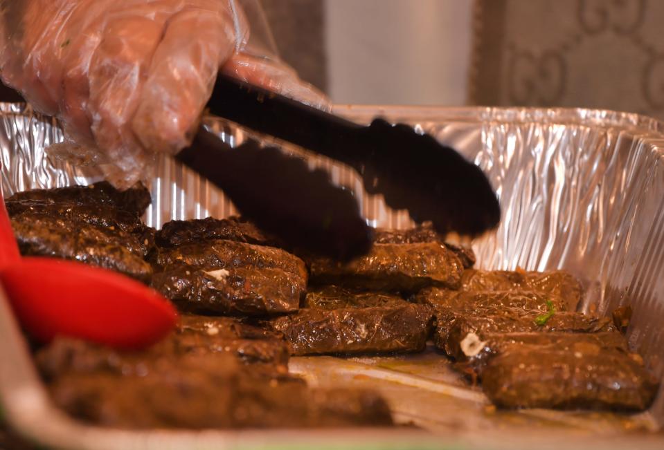 Palestinians, Muslims and people of all faiths gathered at the Upstate Islamic Center in Greer on Dec. 16. Guests were invited to share in Palestinian food and culture at the event. This is traditional Warak Dawali; stuffed grape leaves.