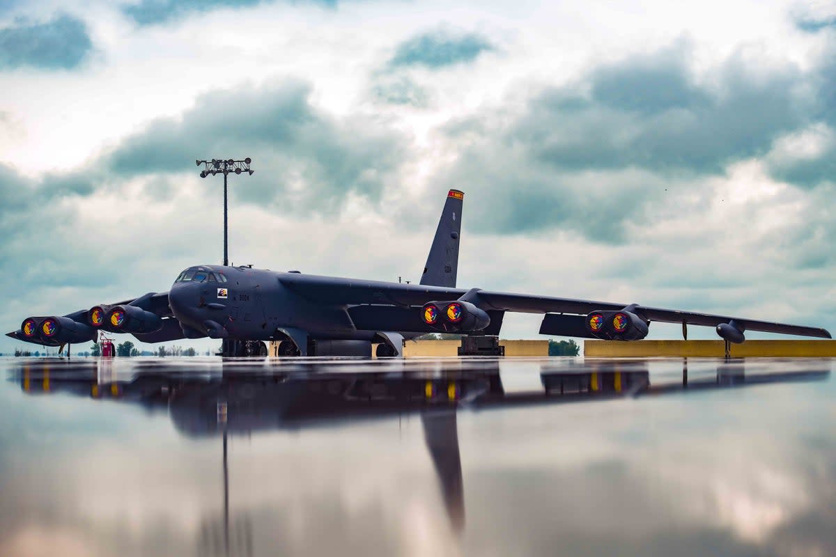 A B-52H Stratofortress sits on the flightline at Minot Air Force Base, North Dakota  (5th Bomb Wing Public Affairs)