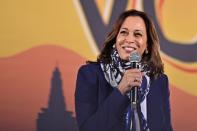 FILE PHOTO: U.S. Democratic vice presidential nominee Senator Kamala Harris makes an election campaign visit to Las Vegas