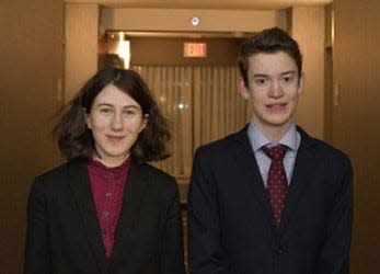 Isobel Horowitz and Charlie Anderson of the Portsmouth High School debate team.