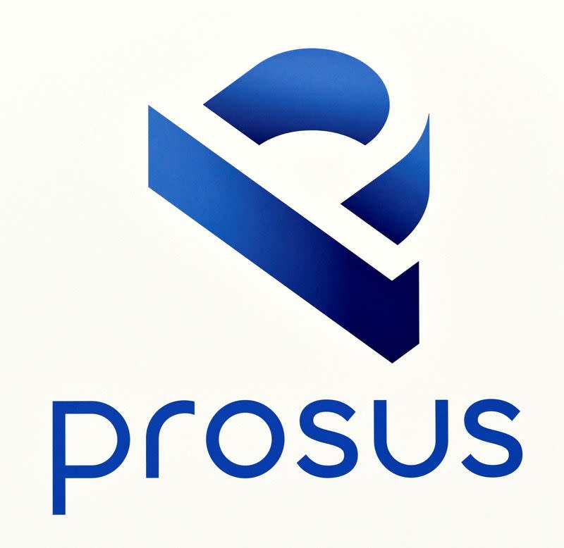 FILE PHOTO: A logo of Prosus is diplayed at Amsterdam's stock exchange building as Prosus begins trading on the Euronext stock exchange in Amsterdam