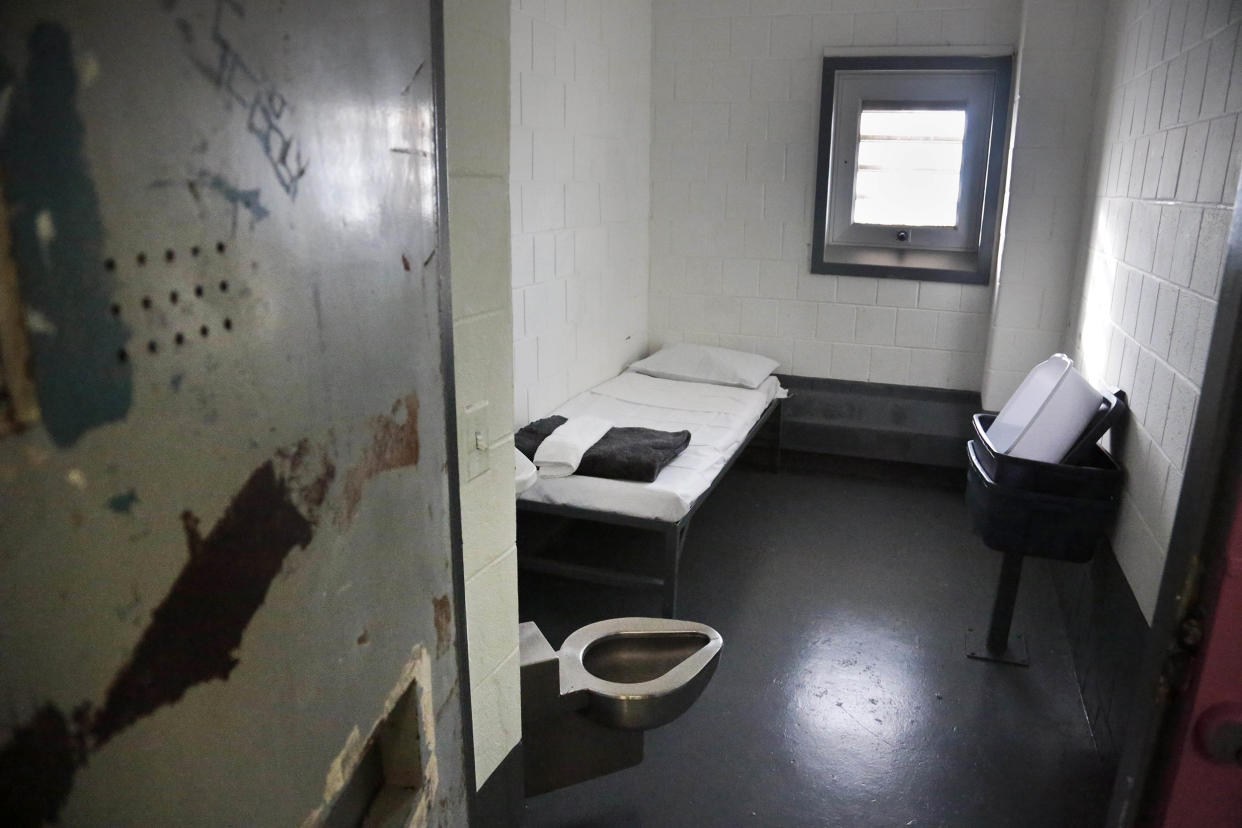 A solitary confinement cell at New York City's Rikers Island jail, on Jan. 28, 2016. (Bebeto Matthews / AP file)