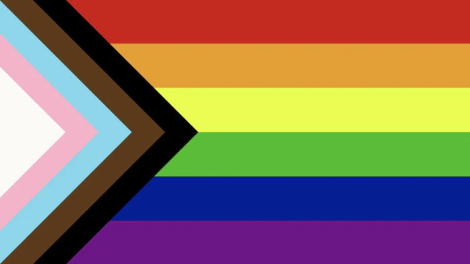 <p>This flag was created in 2018 by Daniel Quasar in response to Philly's updated pride flag. It combines the colors and stripes from Philly's version of the pride flag and the colors of the transgender pride flag.</p><p>On the flag's <a href="https://www.kickstarter.com/projects/danielquasar/progress-a-pride-flag-reboot" rel="nofollow noopener" target="_blank" data-ylk="slk:Kickstarter;elm:context_link;itc:0;sec:content-canvas" class="link ">Kickstarter</a>, Quasar says, "When the Pride flag was recreated in the last year to include both black/brown stripes as well as the trans stripes included this year, I wanted to see if there could be more emphasis in the design of the flag to give it more meaning." </p>