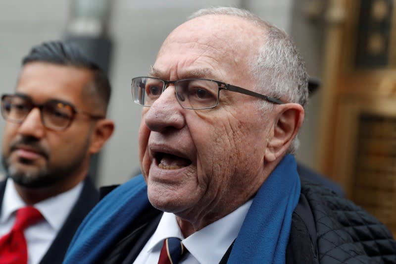 Alan Dershowitz leaves the Manhattan Federal Court in New York