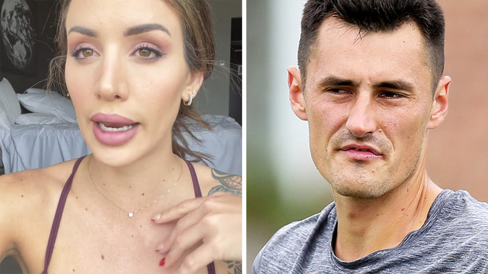 Bernard Tomic's girlfriend Vanessa Sierra has offered a glimpse into the pair's life in quarantine ahead of the Australian Open in February. Pictures: YouTube/Getty Images