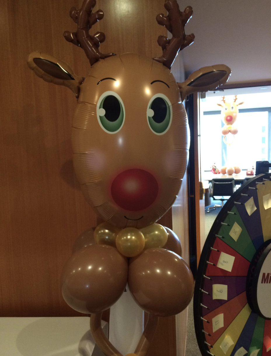 Blow-up reindeer with what looks like large breasts