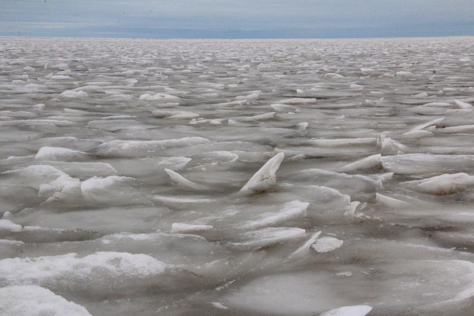 A section of jagged ice was photographed Jan. 28 near Dyckesville on Green Bay.