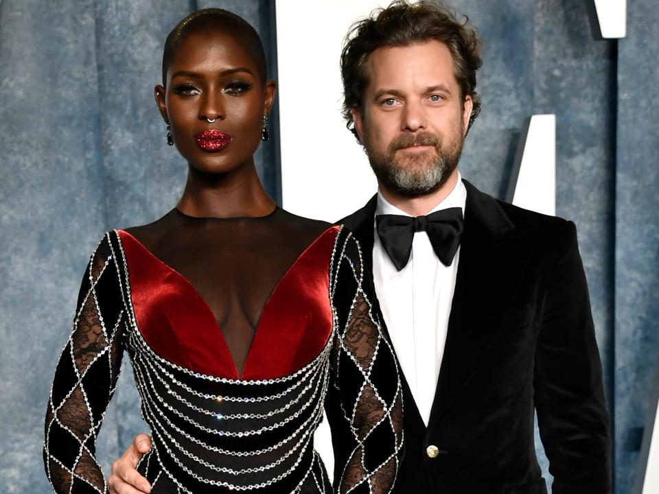 Jodie Turner-Smith, left, and Joshua Jackson arrive at the Vanity Fair Oscar Party on Sunday, March 12, 2023, at the Wallis Annenberg Center for the Performing Arts in Beverly Hills, Calif.