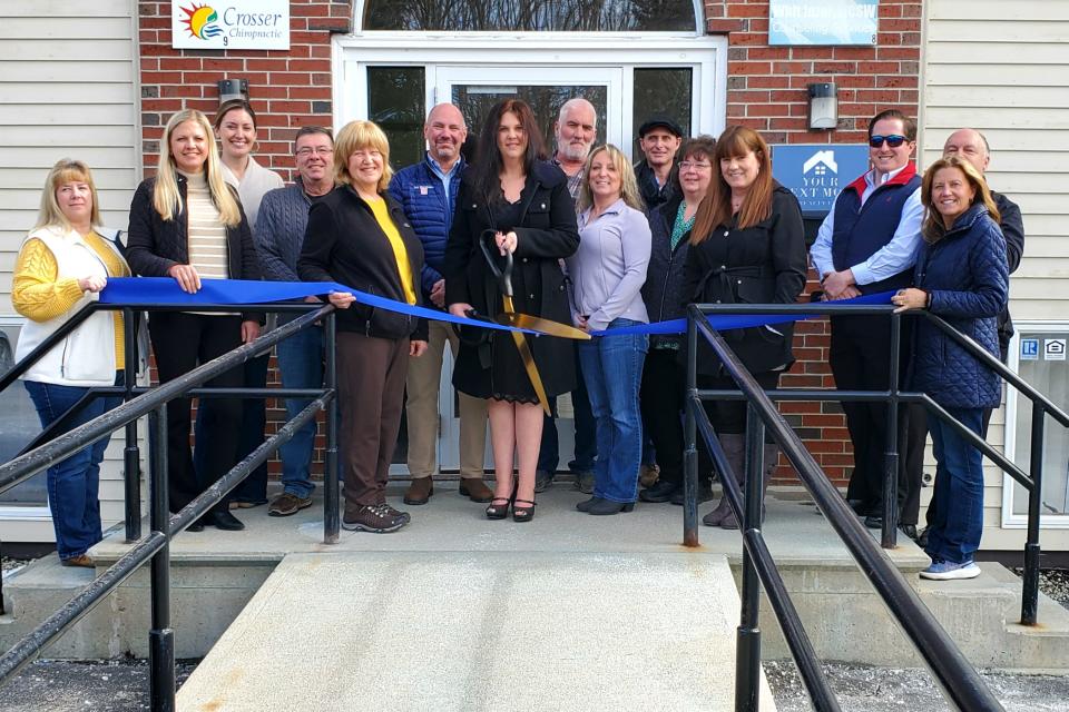 Appearing in the ribbon cutting photo from Your Next Move Realty, LLC with Owner/Broker Tara Webster doing
the honors are Realtors Peter Morgan, Karen Jones, Marc Drapeau, Mindy Holt and Beth Wiggins, along with
Kristen White, Northeast Credit Union; Tatjana Simon, Northeast Credit Union; Caitlyn Turgeon, HBL Insurance;
David Stevens, Century 21 Northeast; Janet Oliver, Unitil; David Richard, D.F. Richard Energy; Tanya Hervey,
Greater Rochester Chamber of Commerce; Chris Harrelson, Profile Bank and Kevin Miller, Profile Bank