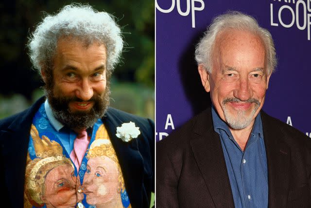 <p>Polygram/Working Title/Kobal/Shutterstock ; David M. Benett/Dave Benett/Getty Images</p> Simon Callow in 'Four Weddings and a Funeral' and in 2023