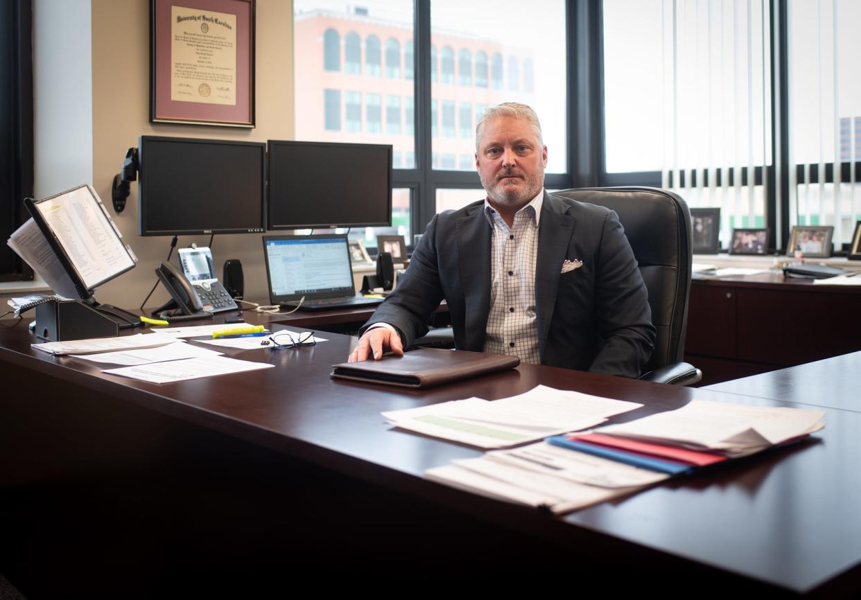 Ingham County Prosecutor John Dewane, pictured Monday, Jan. 29, 2024, at his office in Lansing.