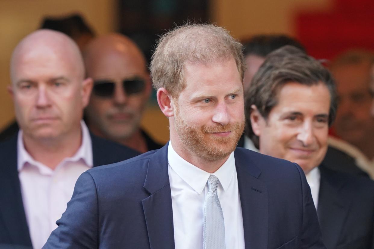 Prince Harry leaves the High Court in London after he finished giving evidence on Wednesday (PA)