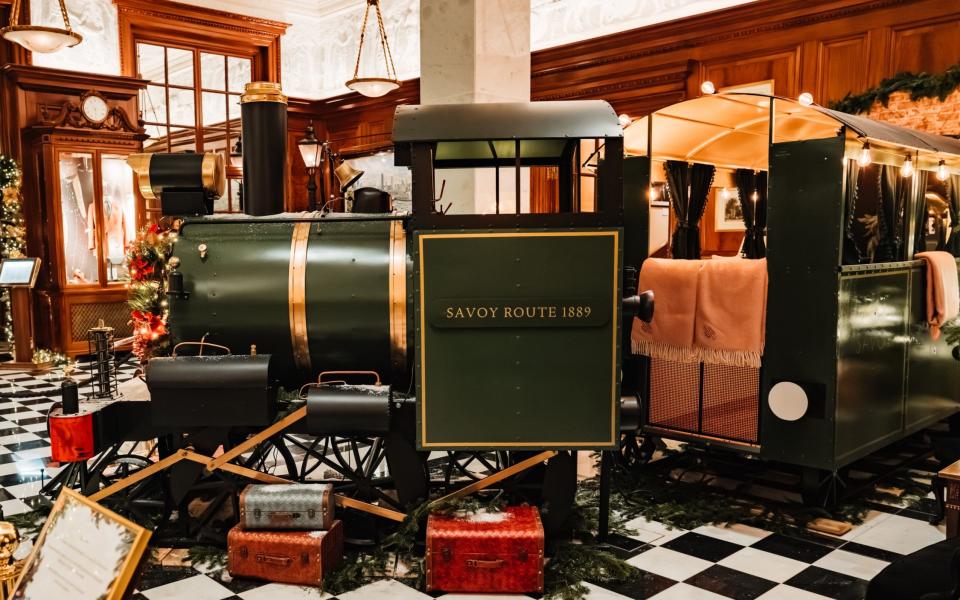 Glass of bubbly?: the steam engine’s champagne carriage holds monogrammed blankets and cushions