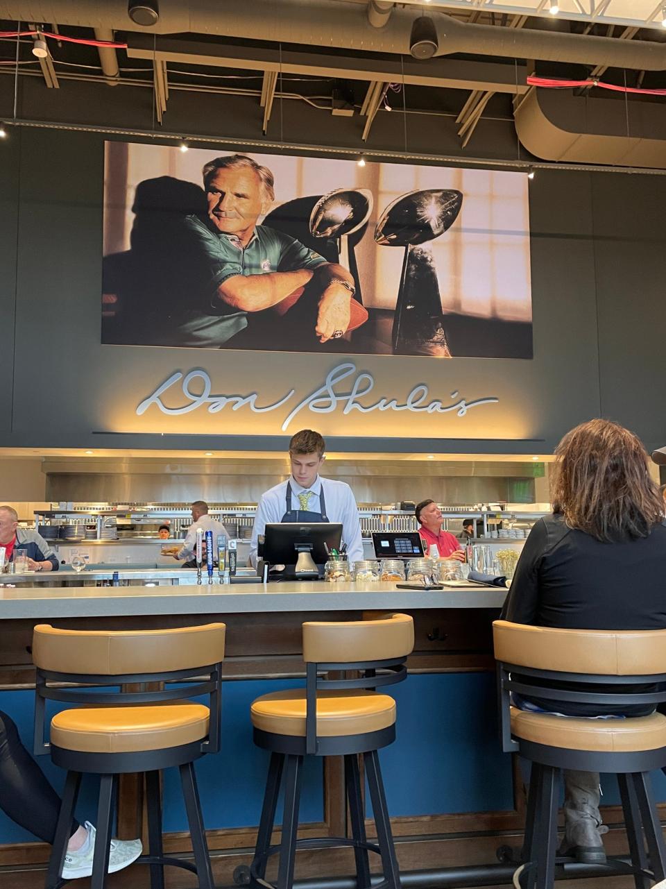 Don Shula's American Kitchen, a new casual upscale restaurant at the Hall of Fame Village, will be open before and after USFL games when hours allow.