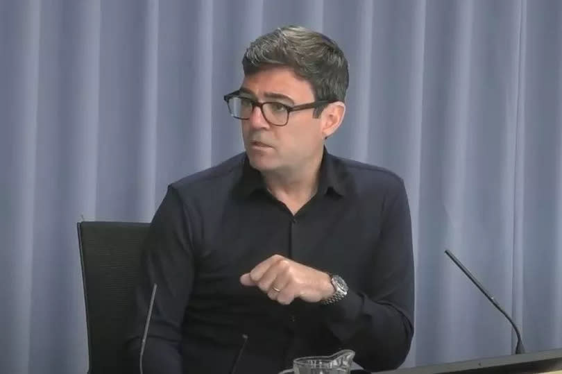 Andy Burnham giving evidence at the Infected Blood Inquiry -Credit:Youtube/Infected Blood Inquiry