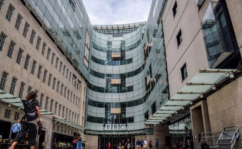 LONDON, UNITED KINGDOM - 2023/07/10: General view of Broadcasting House, the BBC headquarters in central London. BBC has suspended an unnamed male presenter who has been accused of paying a teenager for explicit images. (Photo by Vuk Valcic/SOPA Images/LightRocket via Getty Images)