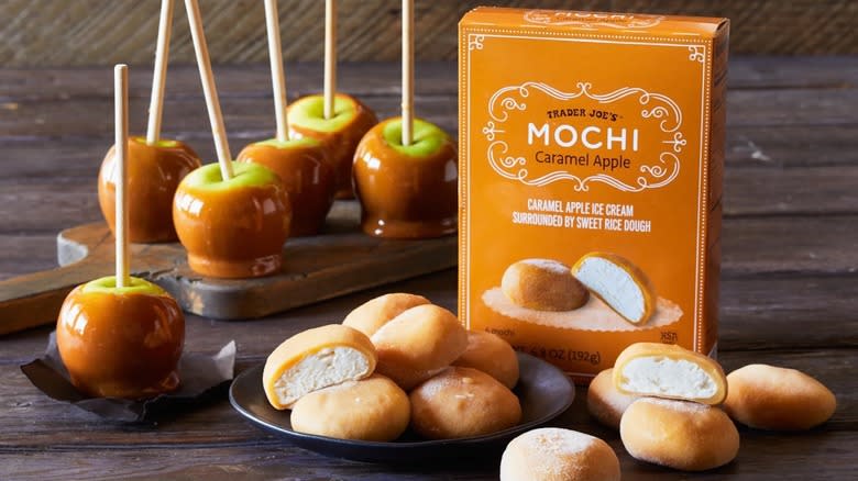 Trader Joe's caramel apple mochis piled