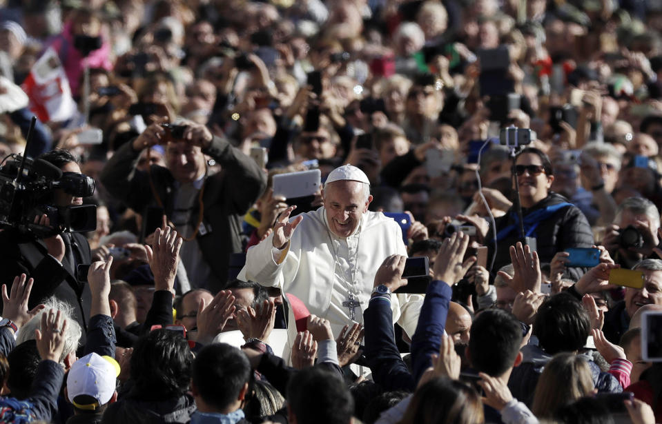 Pope Francis arrives