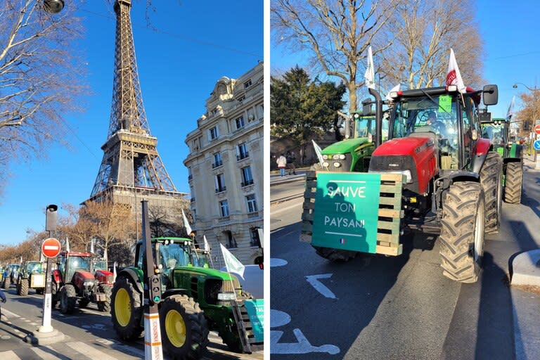 El tractorazo se realizó este miércoles en el centro de París, Francia