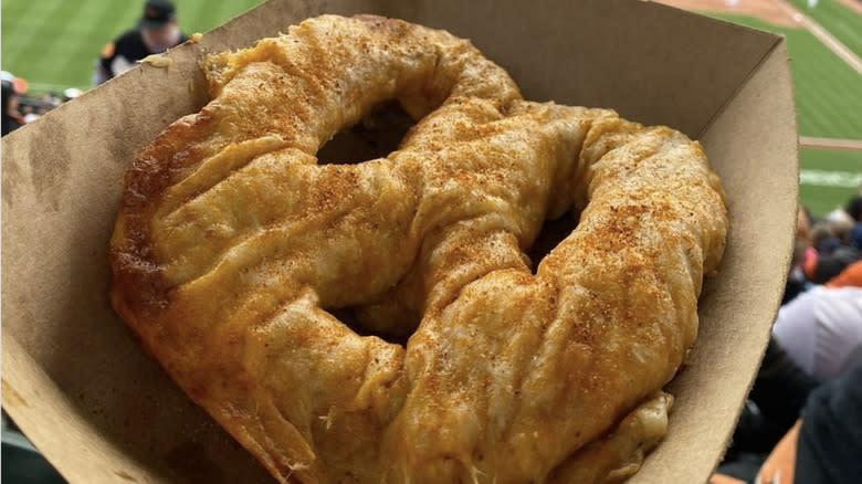 crab pretzel at baseball game