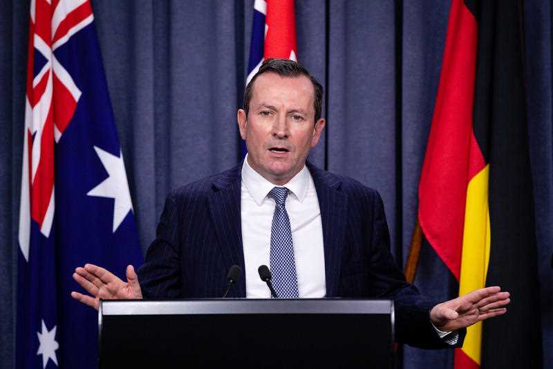 WA Premier Mark McGowan speaks to the media during a press conference in Perth.