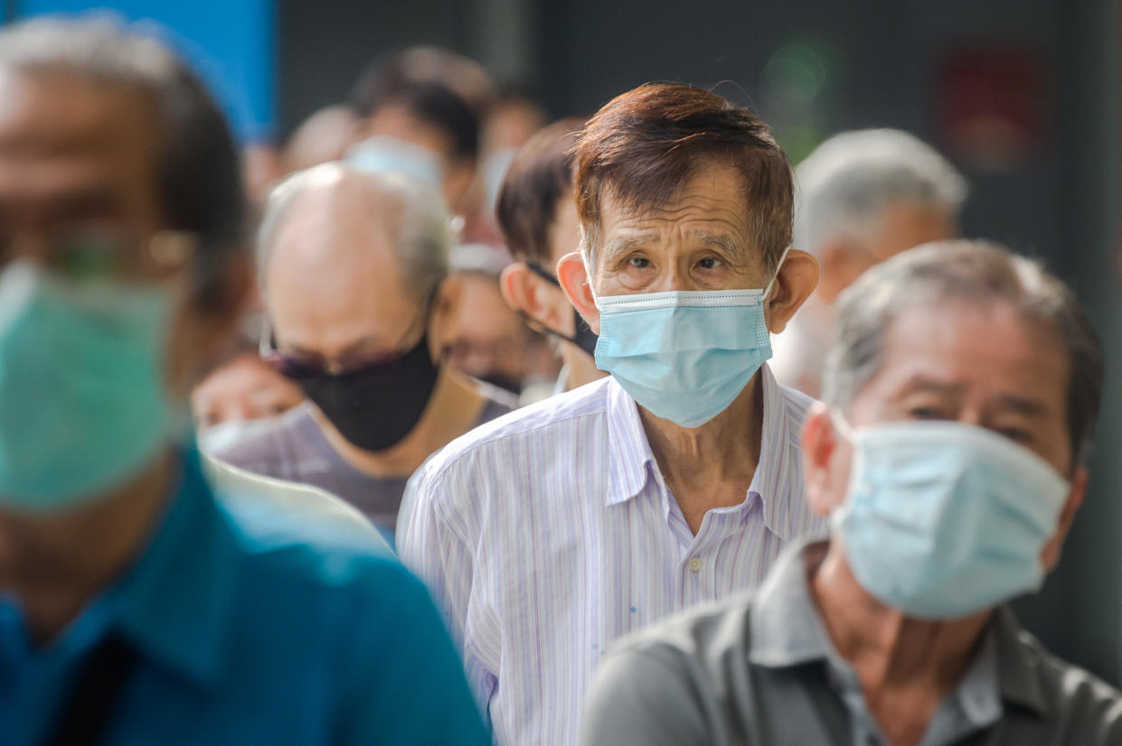 People queueing in Singapore in 2020. (PHOTO: Joseph Nair for Yahoo News Singapore)