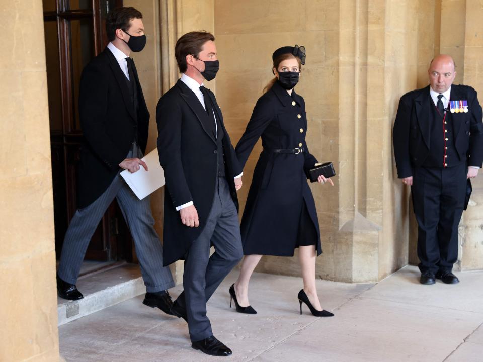 Princess Beatrice of York and her husband Edoardo Mapelli Mozzi attend the funeral ceremony of Britain's Prince Philip