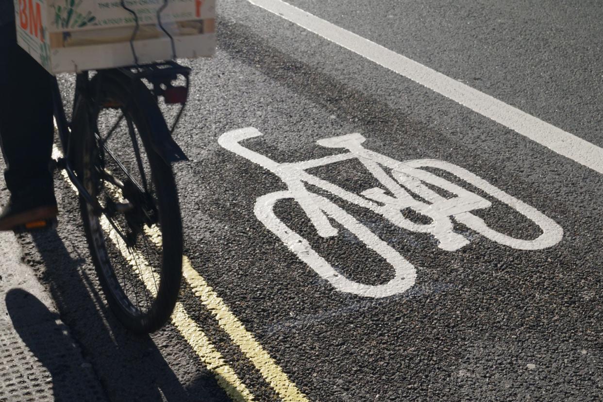 Cycle lane: The new markings on Waterloo Bridge (Westminster City Council)