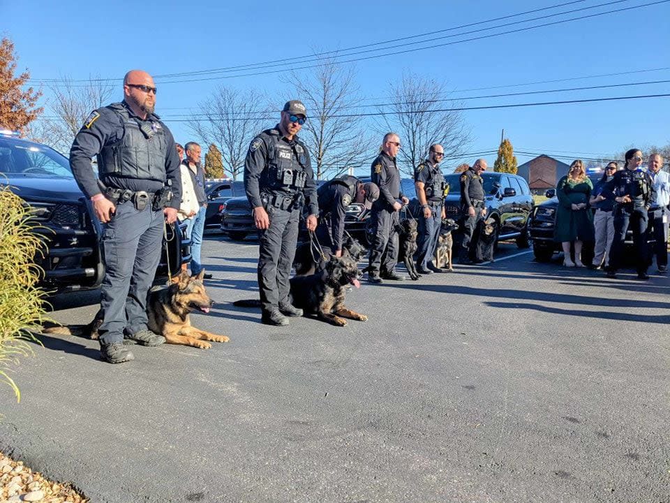 Officers from multiple departments gathered Monday to honor the life of K9 Officer Fury, who died in the line of duty over the weekend.