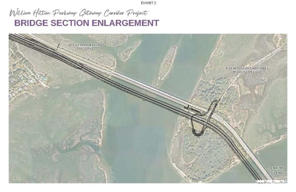 A rendering showing the replacement for the U.S. 278 bridge from the mainland of Bluffton to Pinckney Island.