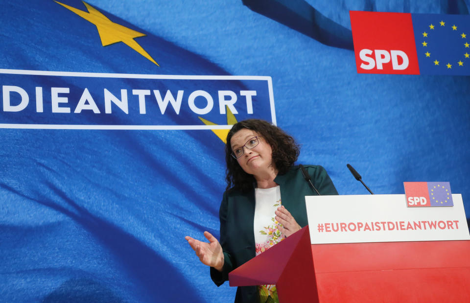 Bitteres Ergebnis für Andrea Nahles und die SPD (Bild: dpa)