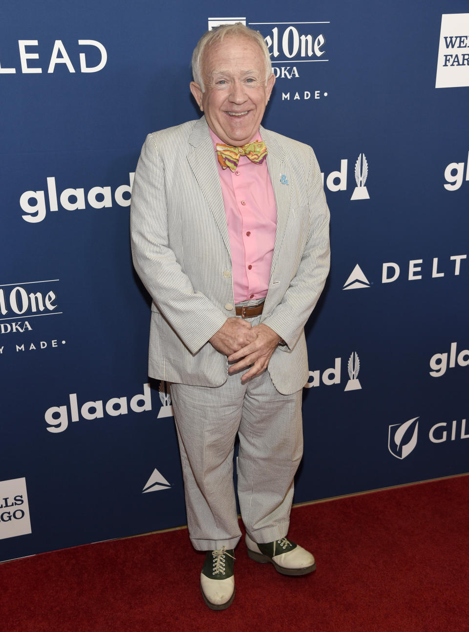 FILE - Leslie Jordan arrives at the 29th annual GLAAD Media Awards at the Beverly Hilton Hotel on April 12, 2018, in Beverly Hills, Calif. Jordan, the Emmy-winning actor whose wry Southern drawl and versatility made him a comedy and drama standout on TV series including “Will & Grace” and “American Horror Story,” has died. He was 67. (Photo by Chris Pizzello/Invision/AP, File)