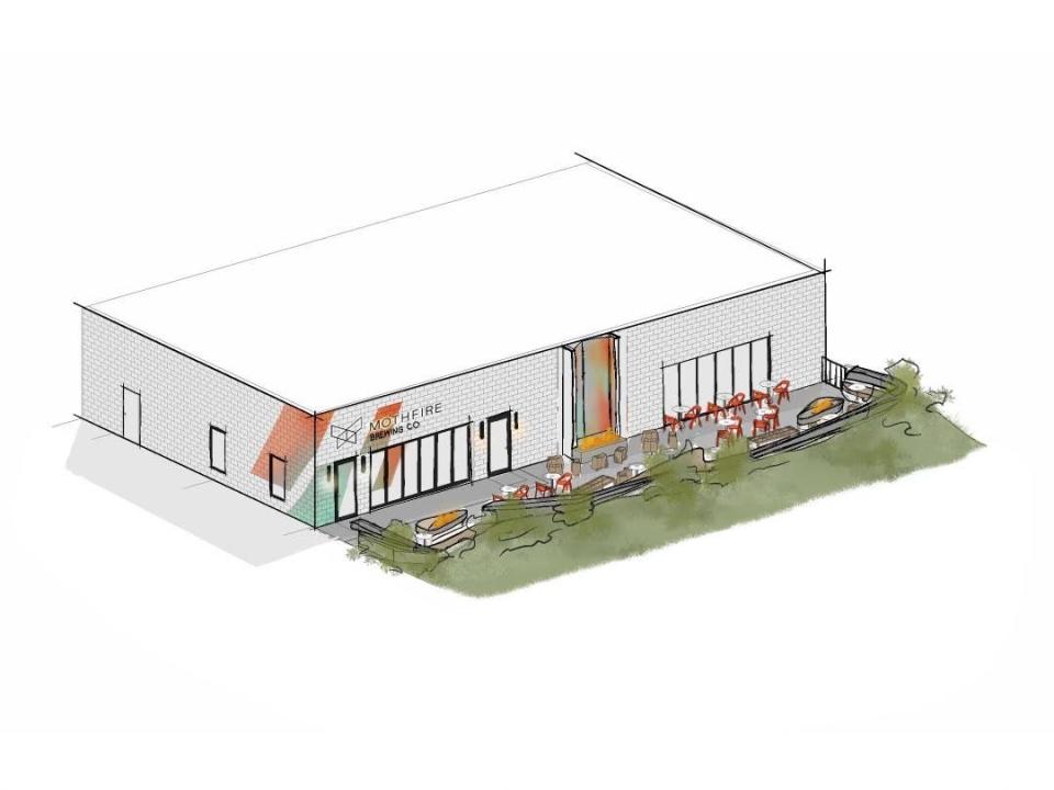 A rendering of the exterior of Mothfire Brewing Co.'s new brewery and taproom on 713 W. Ellsworth Road in Ann Arbor. It's slated to open June 2023.