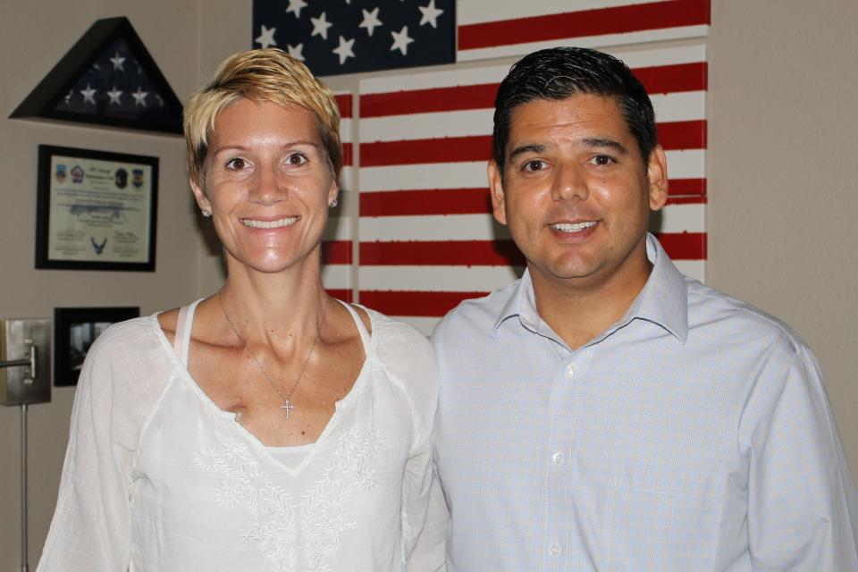 U.S. Rep. Raul Ruiz with Jennifer Kepner, an Air Force veteran from Cathedral City. Her doctors and family think exposure to toxic burn pits in Iraq led to the pancreatic cancer that killed her in 2017.