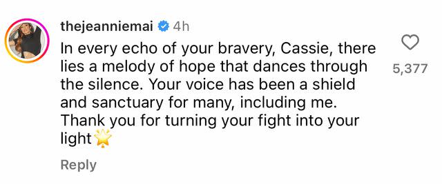 <p>Jeannie Mai/Instagram</p> Jeannie Mai comments on Cassie's statement about Diddy abuse video