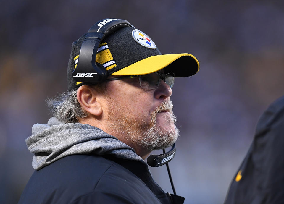 PITTSBURGH, PA - DECEMBER 30:  Offensive Coordinator Randy Fichtner of the Pittsburgh Steelers looks on during the game against the Cincinnati Bengals at Heinz Field on December 30, 2018 in Pittsburgh, Pennsylvania. (Photo by Joe Sargent/Getty Images)