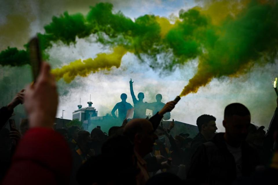 The scenes outside Old Trafford.