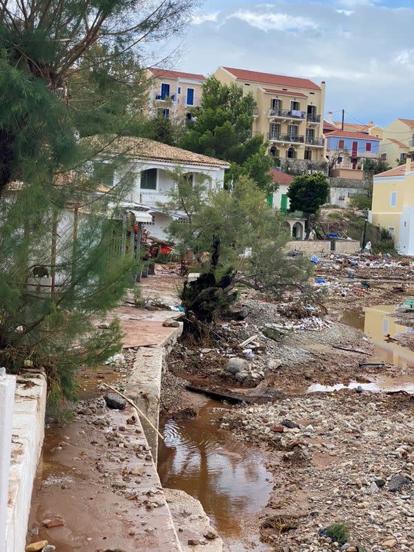 Damage is seen as rare storm, known as a Medicane (Mediterranean hurricane), hit western Greece