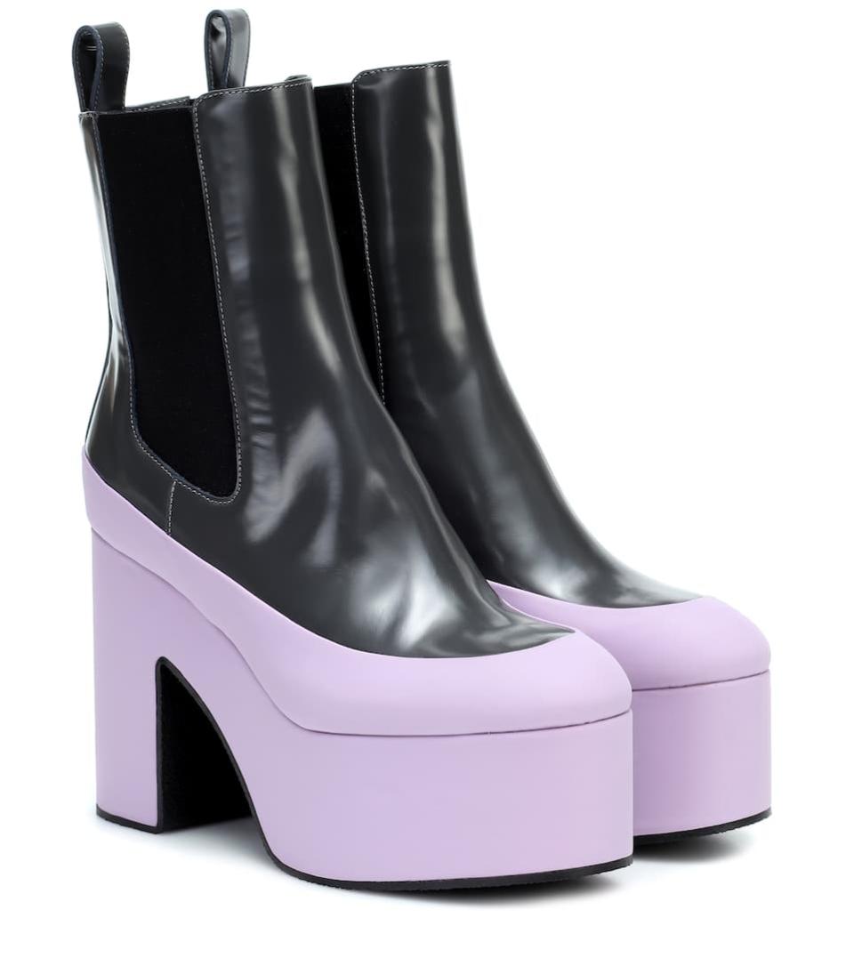 1) Dries Van Noten Leather platform ankle boots